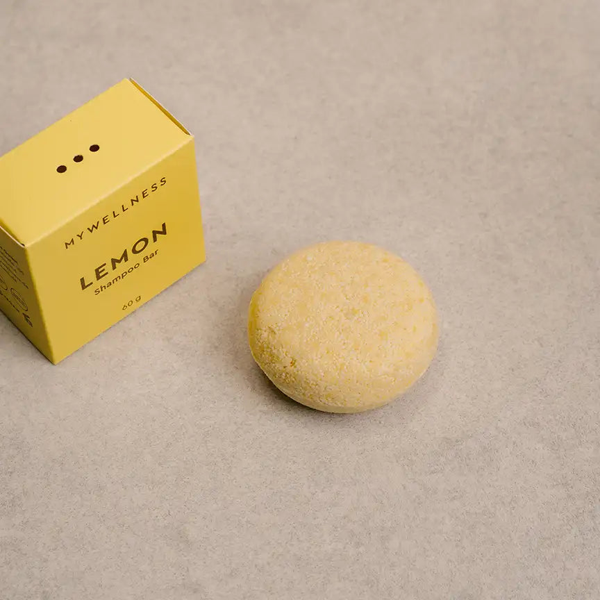 Runde MyWellness Shampoo Bar Lemon – feste Haarpflege mit Zitronenaroma für sanfte Reinigung und Glanz